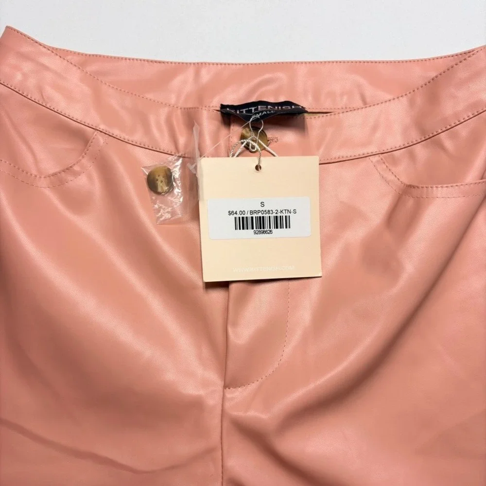 Kittenish Faux Leather Pants Small‎ Pink Blush Straight Leg NWT $64